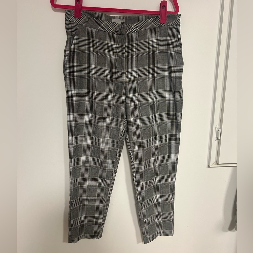 black and white plaid office trousers